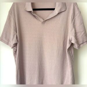 Zara Jacquard Polo Shirt - Lilac/Grey (Size: Medium)